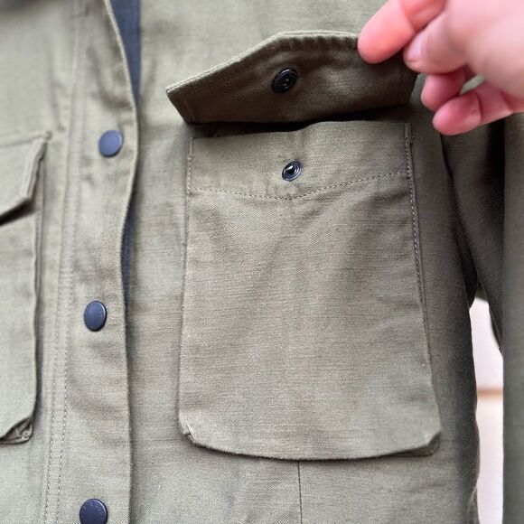 Rag & Bone olive color jacket, front applied pockets, snap closure, drawstring,S - Picture 4 of 16